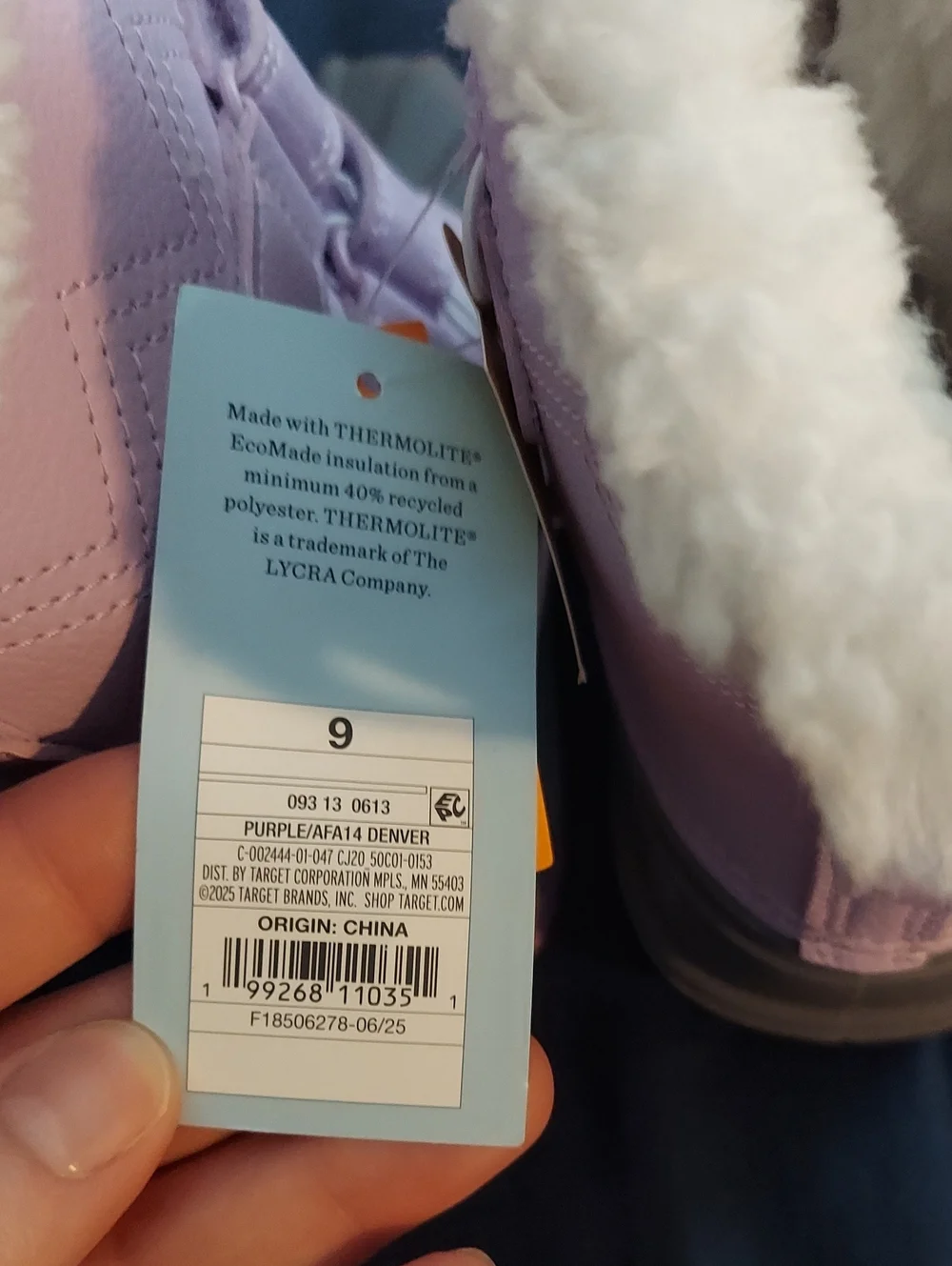 Purple Kids Winter Boots with White Faux-Fur Trim